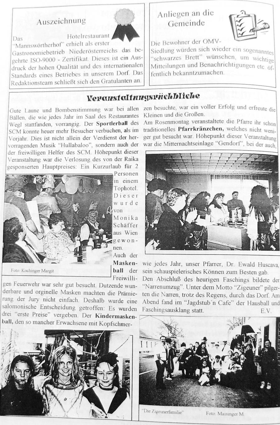 Mannswörther Ur- und Neugestein Ausgabe 13 Zweite  Seite - Rückblick 1998